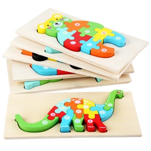 Wooden 3D Jigsaw Puzzle for Kids, Animal Number Block Puzzles for Toddlers, Educational Learning Montessori Toys for Boys and Girls