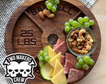 Weight Plate board Gym Barbell Charcuterie and cheese tray