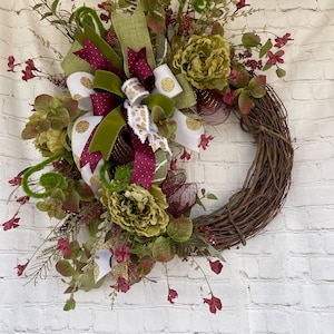 Floral grapevine wreath , home decor ,