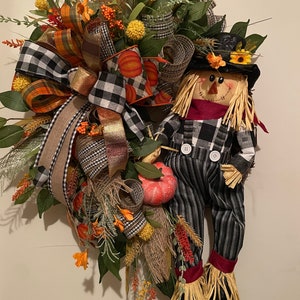Fall scarecrow farmhouse wreath, home decor, fall decor