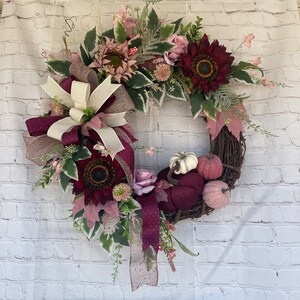 Pink pumpkin sunflower Fall wreath, home decor, fall decor