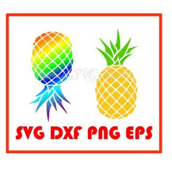 Pineapple SVG bundle - Rainbow upside down pineapple svg - Digital Svg Eps Dxf Png for vinyl, t shirts, and more - Commercial License