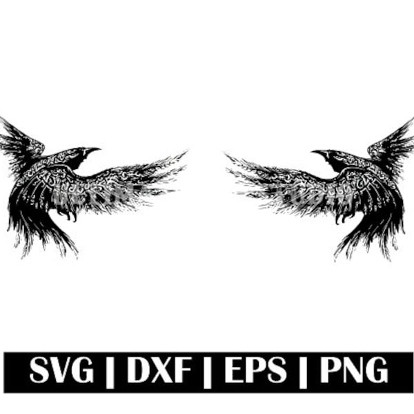 Raven SVG - Viking Svg - Odin Svg - Norse svg - Seamless pattern svg - SVG eps DXF Commercial License