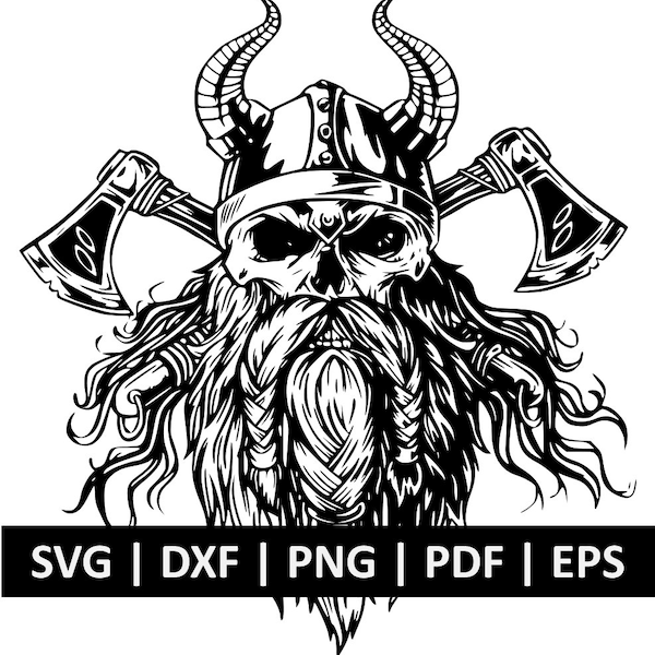 Viking Svg - Viking tattoo - Barbarian Svg - Horns Svg - Odin Svg - Norse God svg - Celtic svg - SVG eps DXF Commercial License