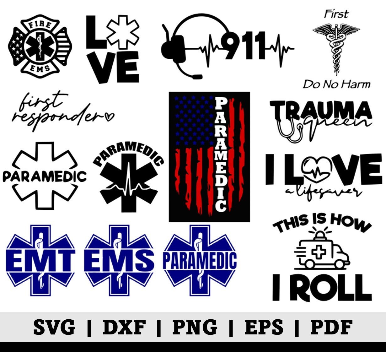 EMS SVG Bundle 911 Svg Paramedic Svg EMT Svg Ambulance - Etsy