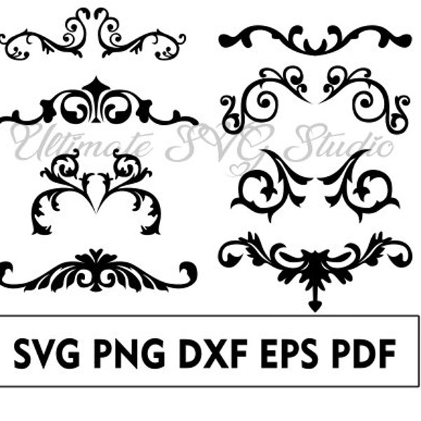 Border Scrolls Svg Bundle - Western Ornament Svg - Western Border svg - Filigree svg - SVG eps DXF PDF Commercial License