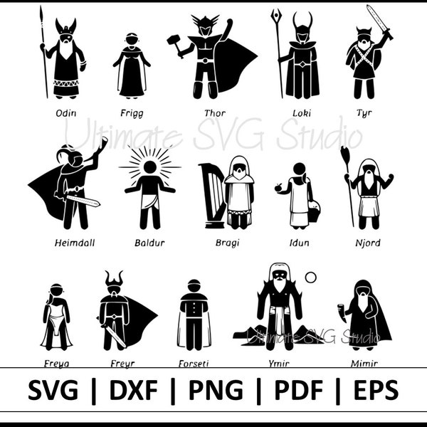 Viking Gods SVG - Runes Svg - Norse Gods svg - Odin Svg - Freya svg - SVG eps DXF Commercial License