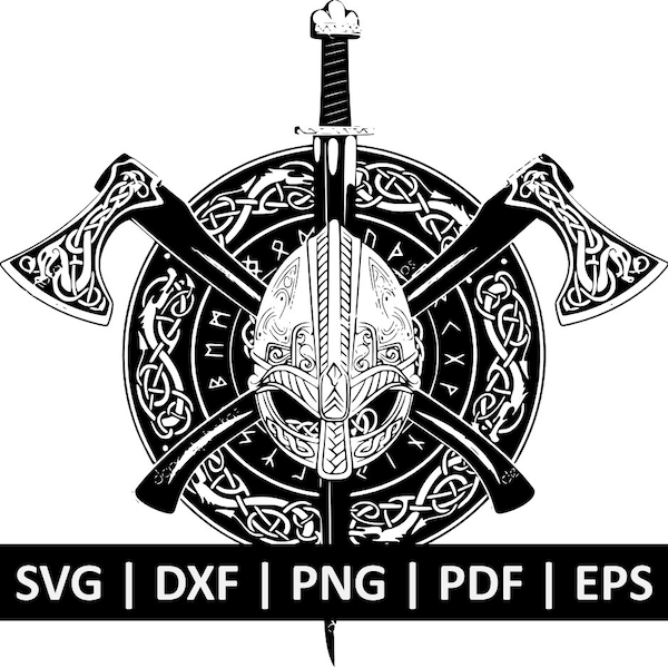 Shield Svg - Viking Svg - Axe svg - Barbarian Svg - Horns Svg - Odin Svg - Norse God svg - Celtic svg - SVG eps DXF Commercial License
