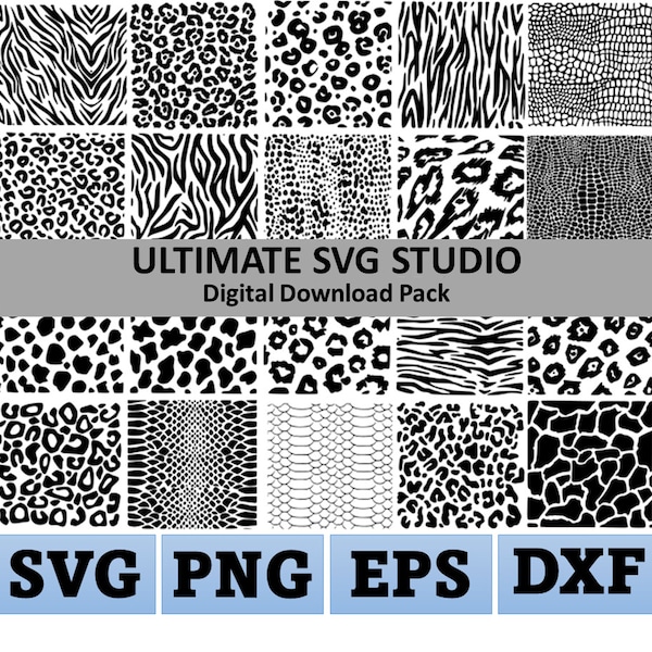Animal Print Svg Bundle - 22 Animal Prints w/ FREE Zebra Heart - SVG eps DXF Leopard Cow Snake Zebra Cheetah Patterns