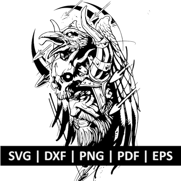 Viking Svg - Viking tattoo - Barbarian Svg - Horns Svg - Odin Svg - Norse God svg - Celtic svg - SVG eps DXF Commercial License