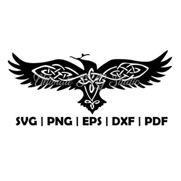 Raven SVG - Viking Svg - Odin Svg - Norse svg - Seamless pattern svg - SVG eps DXF Commercial License