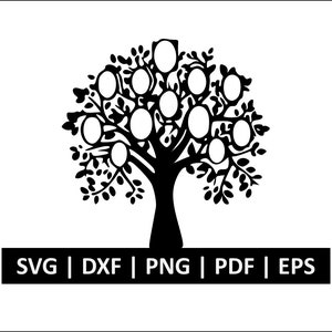 Family Tree SVG - 12 Member Tree svg - Cute Family svg - Monogram Tree - Digital Svg Eps Dxf Png - Commercial License
