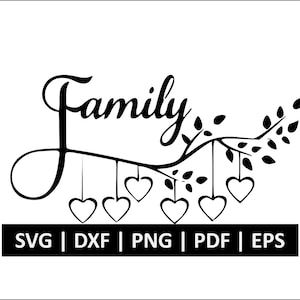 Family Tree SVG - Heart Branch svg - Cute Family svg - Monogram Tree - Digital Svg Eps Dxf Png - Commercial License