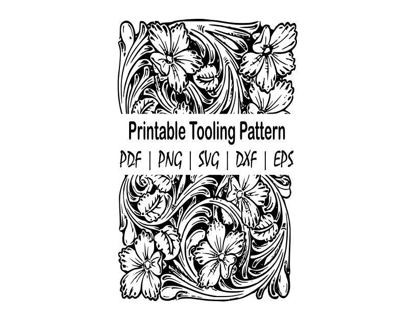Leather Tooling / Carving Patterns / Stencils. Floral Corner Pattern in 6  Sizes. PDF Digital Download 