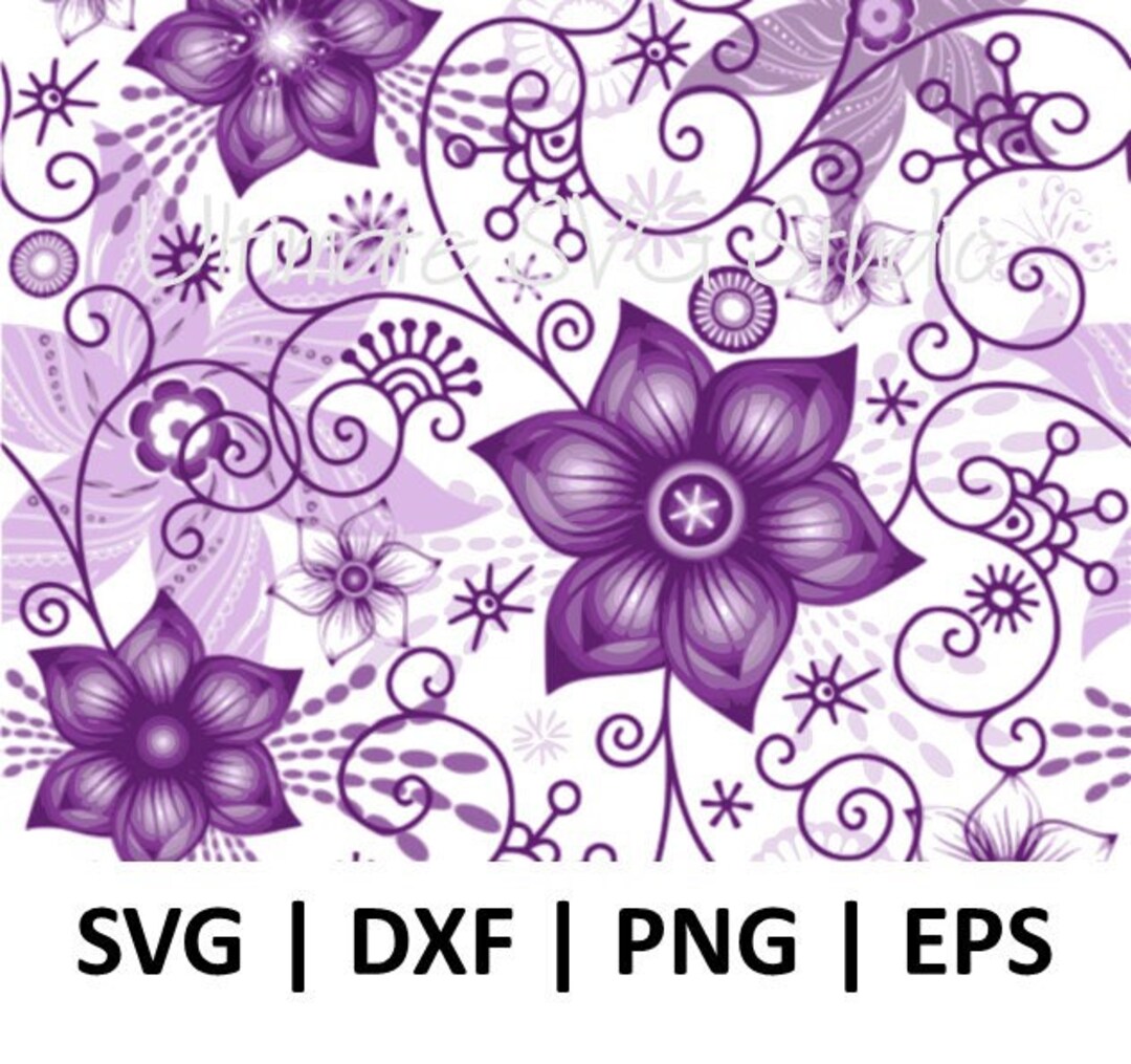 Violet Flower Print SVG Flowers Svg Floral Print Svg Seamless Flower ...