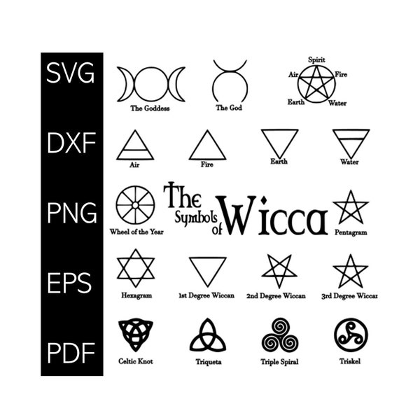 Wiccan Symbol SVG bundle - Witchcraft Svg - Wicca Svg - Elements svg - Pentagram svg - SVG eps DXF Commercial License