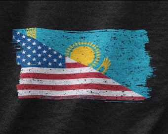 Kazachstan USA Vlag Shirt, Post Sovjet Staten Tee, Sovjet-Unie Gift, Kazachstan T-Shirt, Trotse Kazachse T Shirt voor mannen Vrouwen