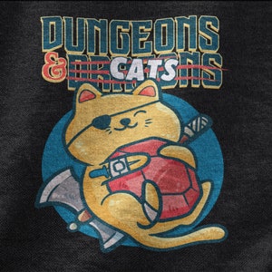 Dungeons And Cats Shirt, Gamer Tshirt For Cat Owner, Cat Gaming Mens Funny Gamer Tee, Video Game Gaming Nerd Gift For Cat Mom and Cat Dad