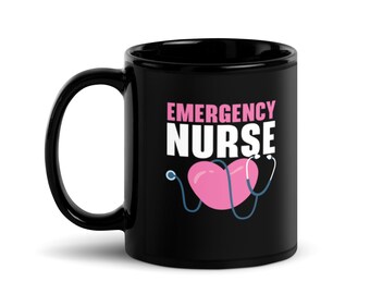 Emergency Nurse Medical Registered Nurse Nursing Hospital Black Mug