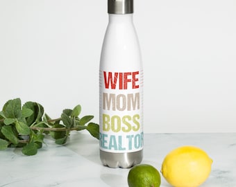 Wife Mom Boss Realtor Stainless Steel Water Bottle