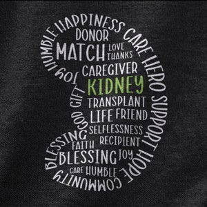 腎臓移植ワードアートTシャツ、臓器提供ギフト
