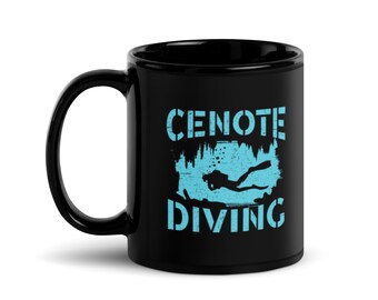 Cenote Duiken Duik duiker Zoutwater Aquaholic Zwarte Mok