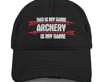 Papa is mijn naam Boogschieten is mijn spel Distressed Dad Hat Verjaardag