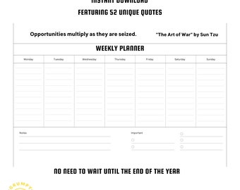 Warrior Wisdom: A 52-Week Digital Planner to Conquer Your Days with Timeless Quotes