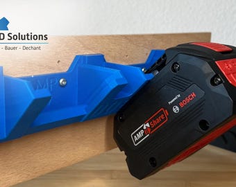 Battery holder, sturdy design, compatible with AMPShare® and Bosch Professional® 18V angled