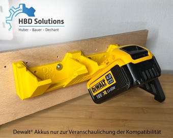 Battery holder, sturdy design, compatible with Dewalt XR 18V and 54V, angled