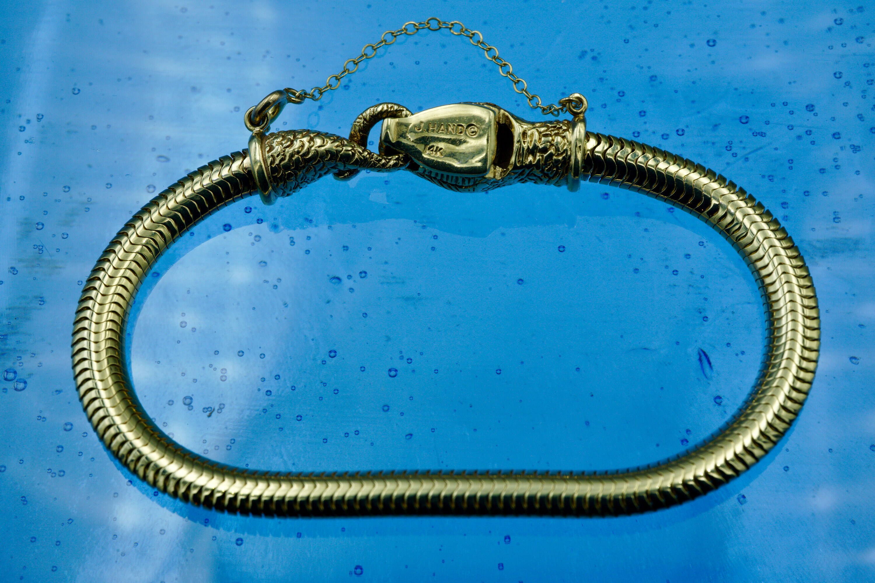 14 Karat Gold Snake Bracelet With Diamond and Rubys Etsy