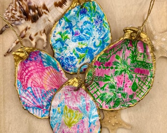 Lilly Inspired Oyster and Clam Shell Ornaments