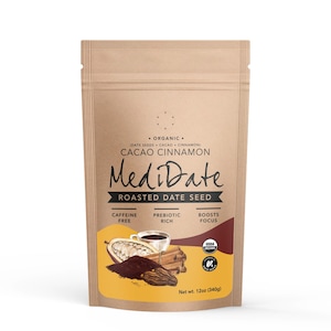 MEDIDATE - Roasted Date Seed + Cacao + Cinnamon - Vegan, Caffeine Free, Prebiotic Rich (12 oz. / 25 Servings)