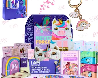 First Period kit for Girls 10-14 Celebration Starter Kit for School Teen Tween PreTeen Period Menstruation Hygiene Gift Box Red Period Kit