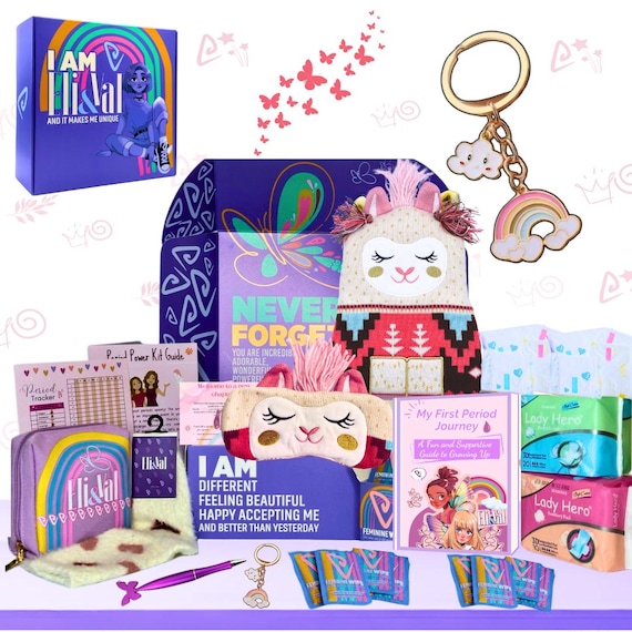 First Period kit for Girls 10-14 Celebration Starter Kit for School Teen Tween PreTeen Period Menstruation Hygiene Gift Box Red  Period Kit