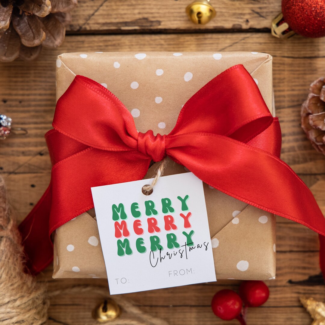 Christmas Gift Tag Printable, Square Gift Tag Template, Holiday Gift ...