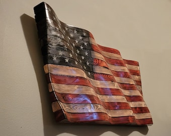 Handmade wooden Wavy American Flag 45"x 20"