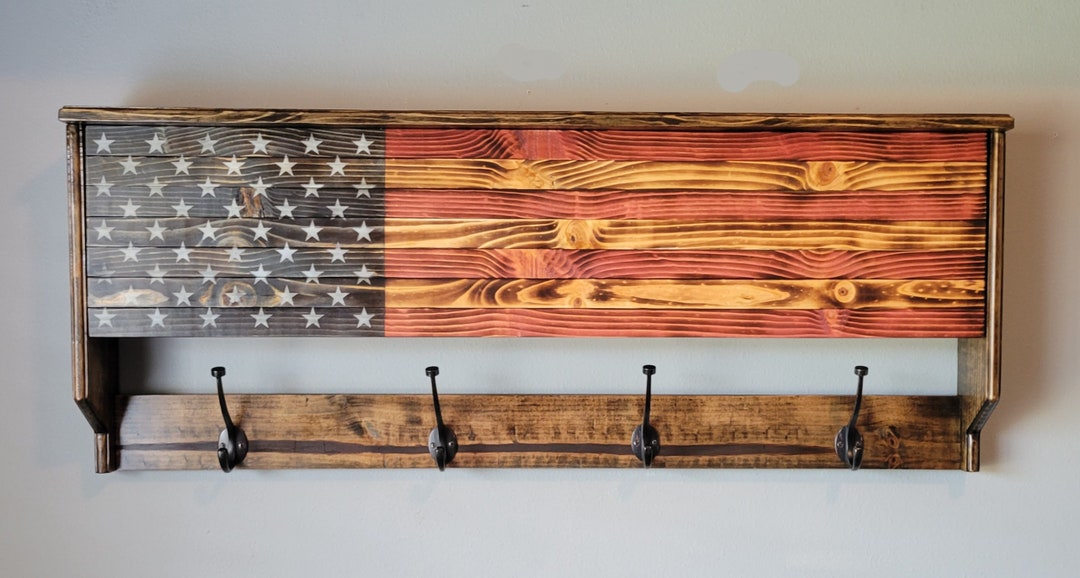 Handmade Coat Rack Concealed Cabinet Flag With RFID Lock - Etsy