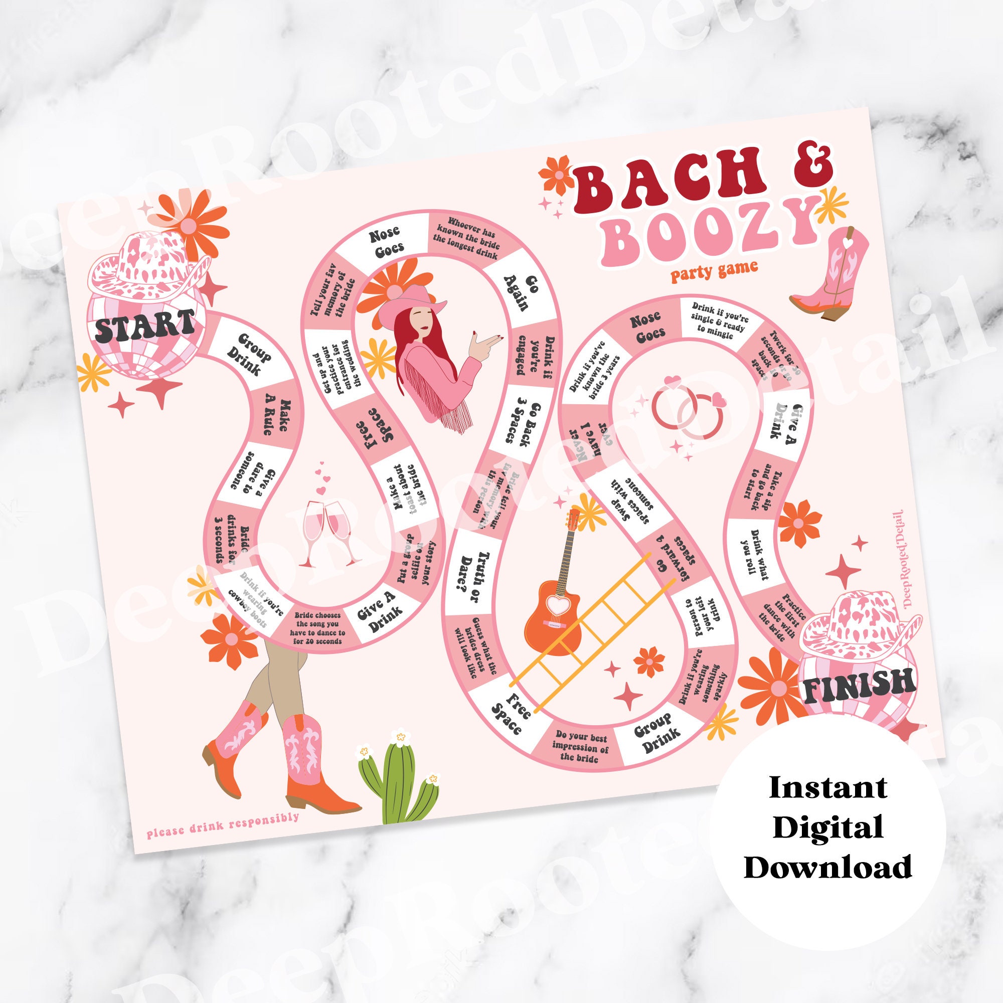 Bach & Boozy Bachelorette Party Game Girl's Night Out Party Drinking