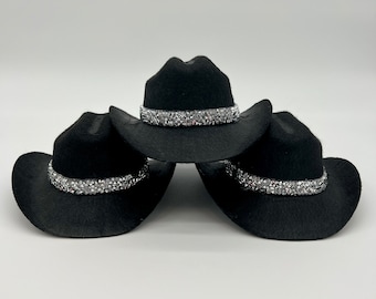 Mini sombrero de vaquera para despedida de soltera: sombrero con borde de diamantes de imitación