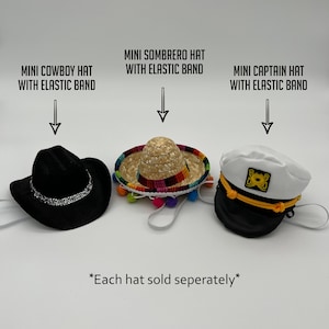Kids Mini Hats - Mini Sombrero Hat - MIni Cowboy Hat - Mini Captain Hat - Mini Hats with Elastic Band