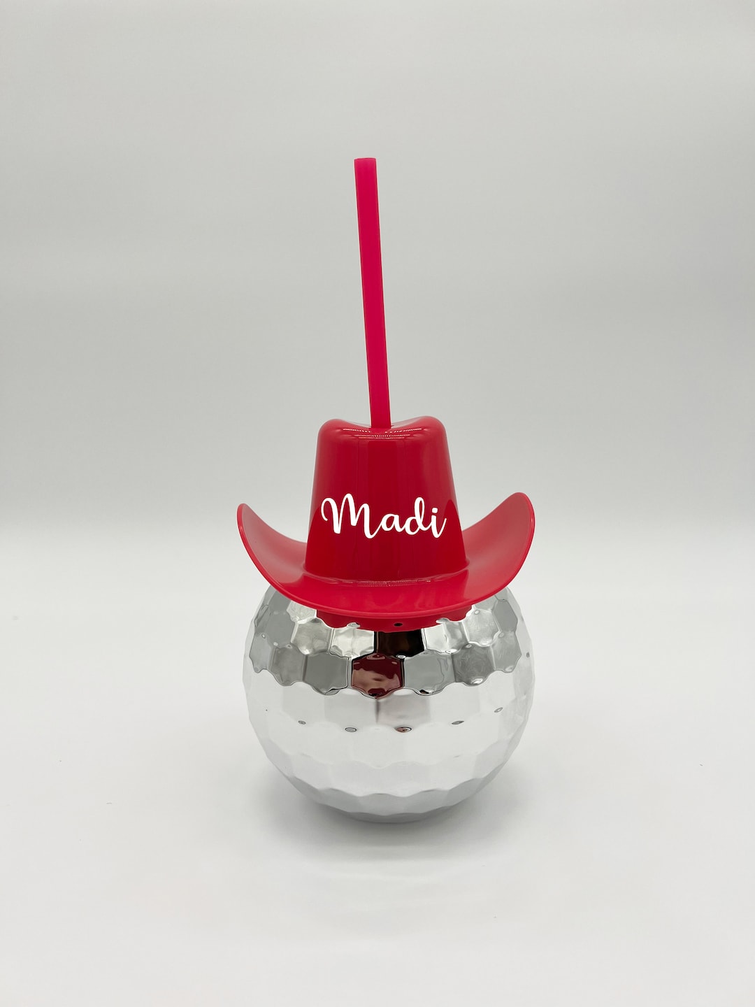 Custom Disco Ball Cup Cowboy Hat Disco Ball Cup With Straw Bride's Last