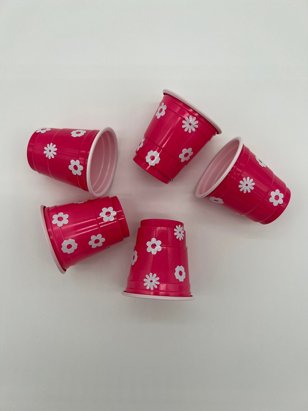 Pink Shot Glasses Party Decorations Flower Pink Plastic Shot Cups