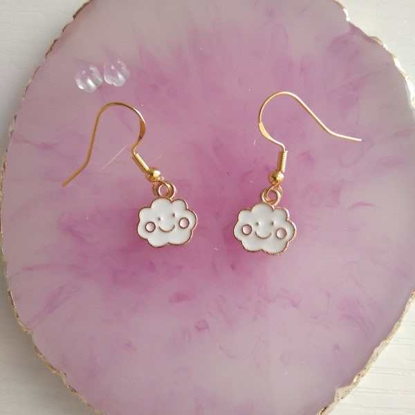 Kawaii Happy Cloud Earrings, Cute Earrings, Kawaii Earrings