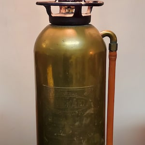 Vintage Brass Fire Extinguisher Lamp (1940s General Quik-Aid)