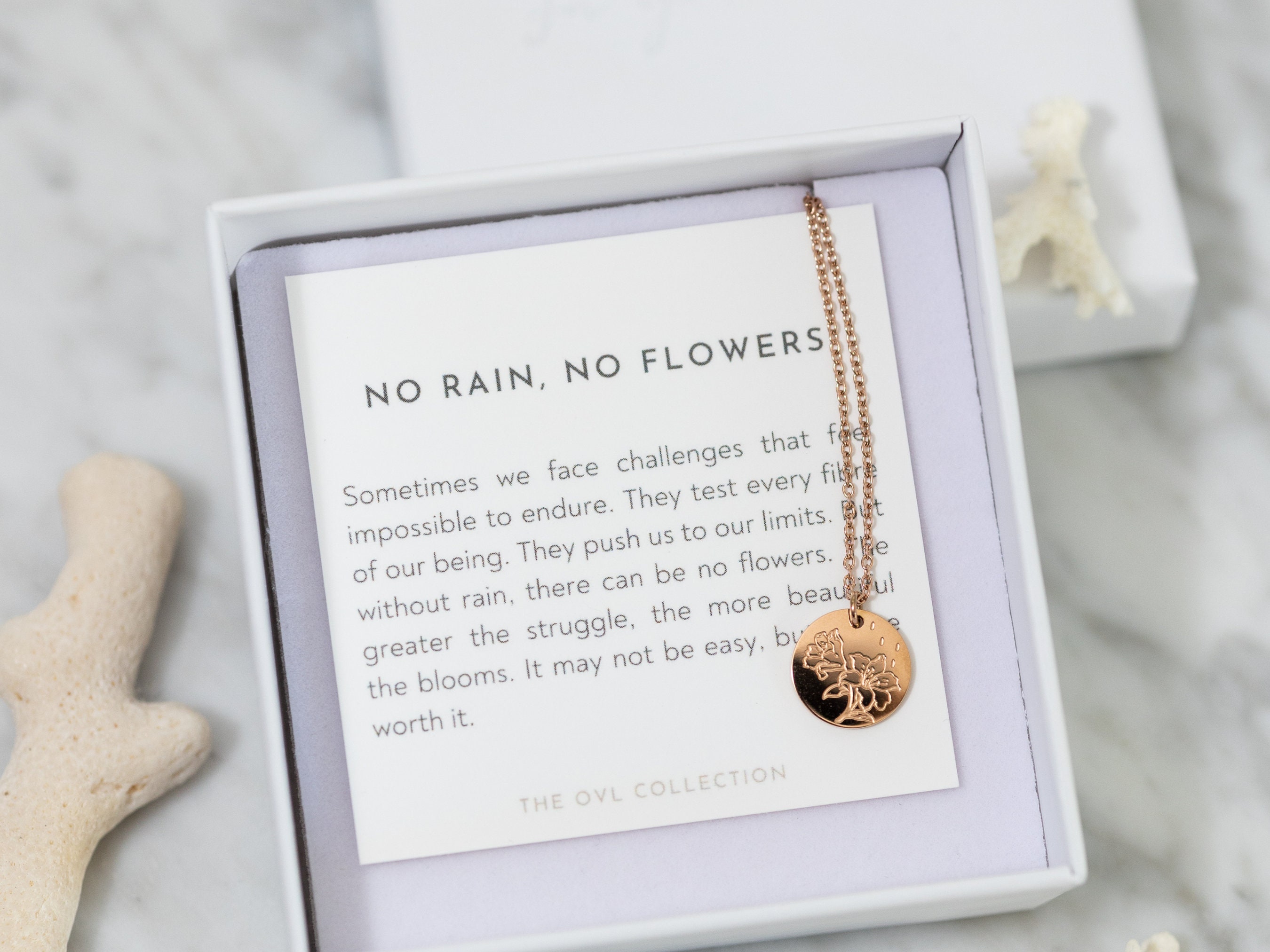 No Rain No Flowers Necklace Meaningful Jewelry Etsy