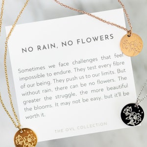 Grieving friend gift, for emotional support, cheer up gift, sympathy gift, condolence gift, get well gift No Rain, No Flowers necklace image 3