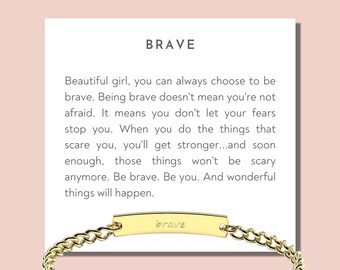 Brave Girls Bracelet | Little Girls Jewelry Gift | Daughter | Silver, Gold | Birthday Gift for Girl | Meaningful Jewelry | Strength