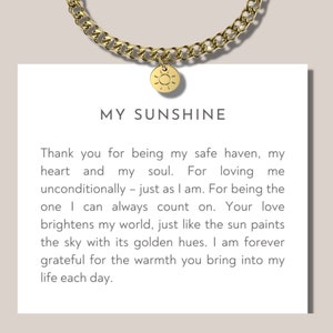 Bracelet soleil pour maman | Cadeaux spéciaux pour les belles-mères | Bijoux significatifs pour maman | Bracelet avec message spécial | Cadeau significatif
