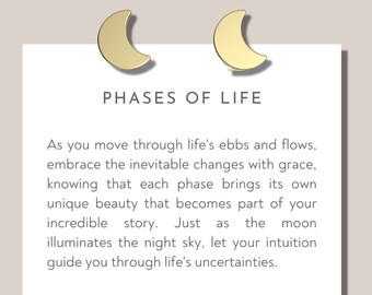 Pendientes de luna creciente / Joyería inspiradora / Mensaje positivo de esperanza